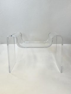 Sculptural Molded Clear Acrylic Bench by Karl Springer