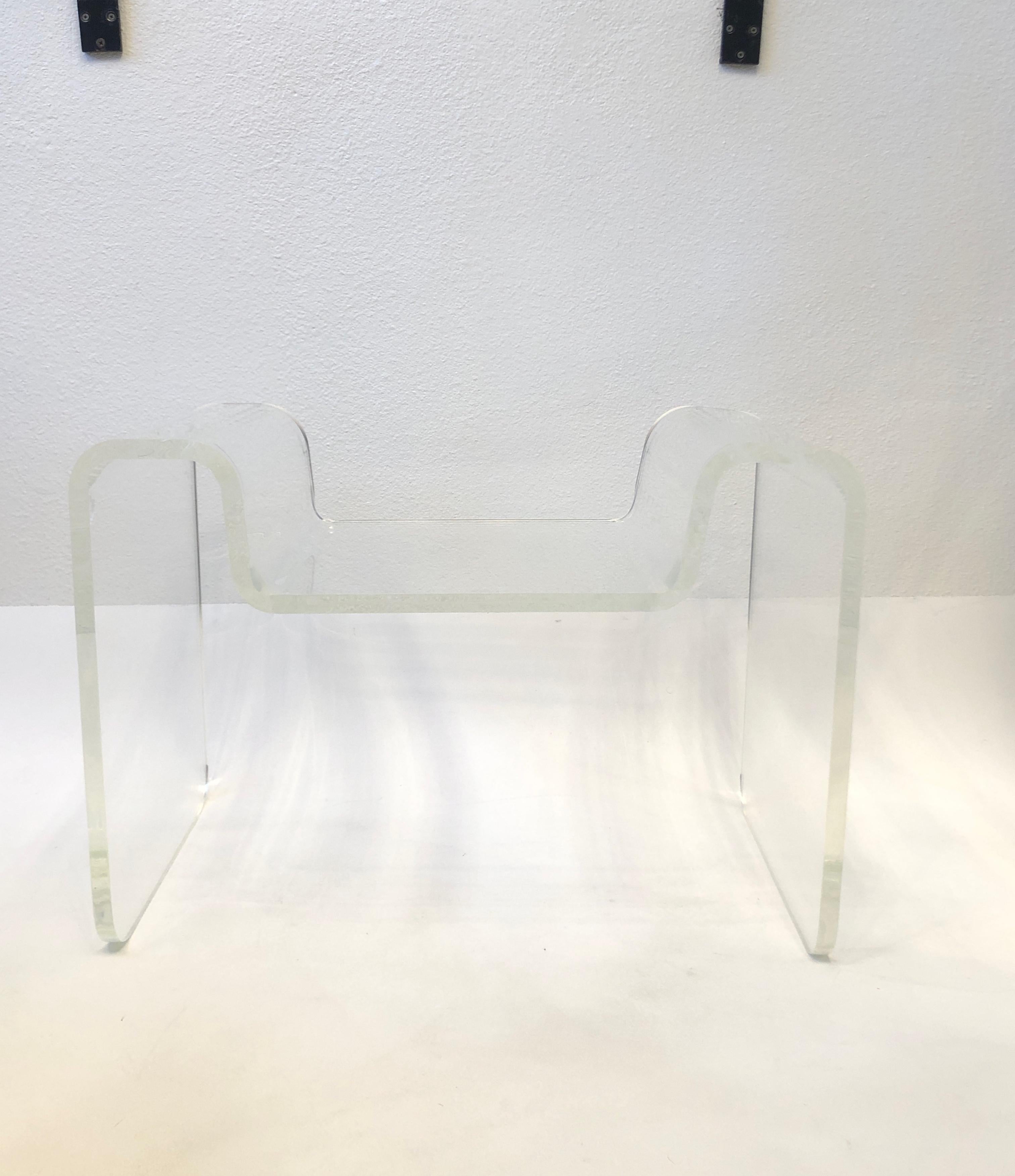 clear plastic bench