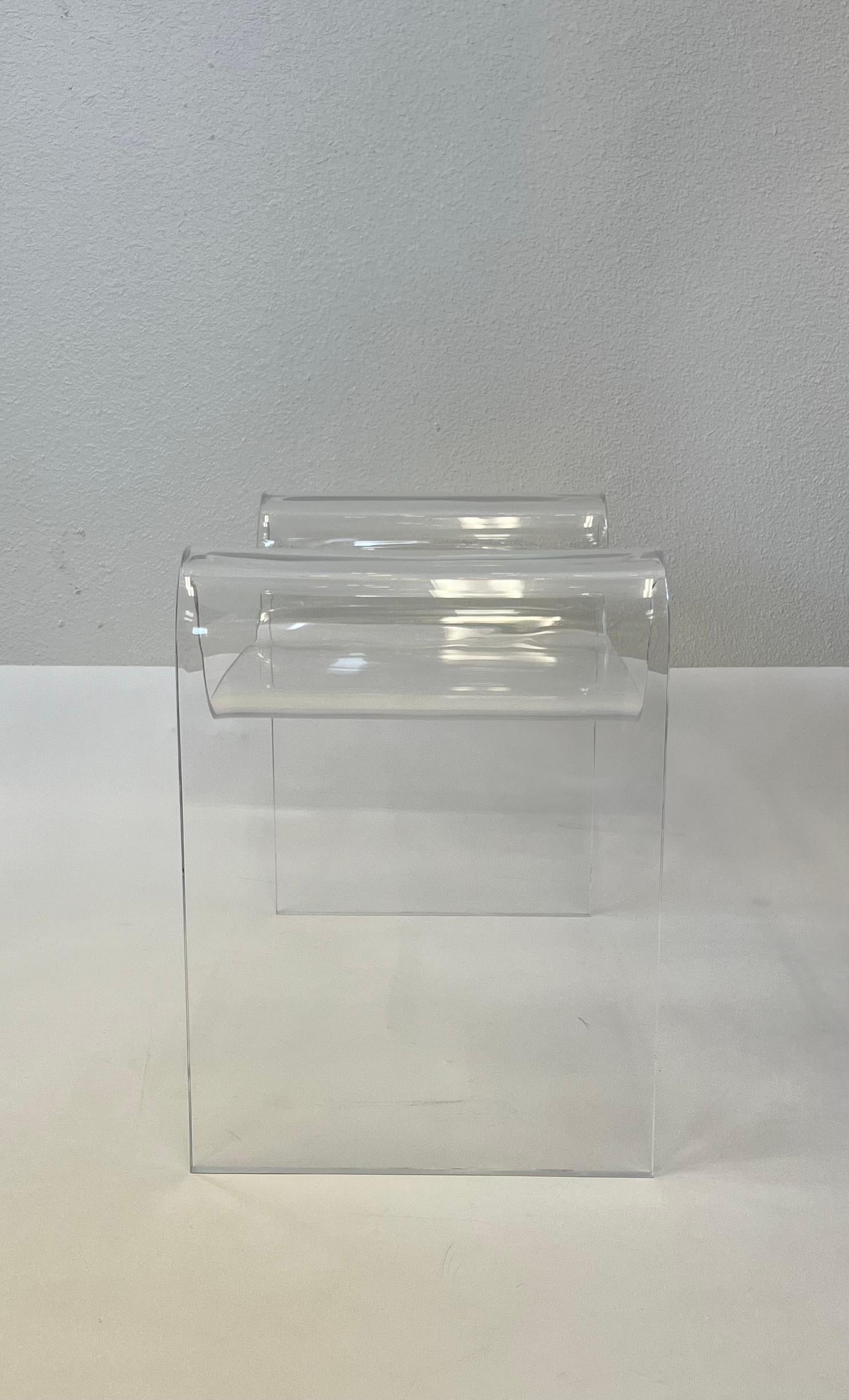American Sculptural Molded Clear Acrylic Bench by Karl Springer