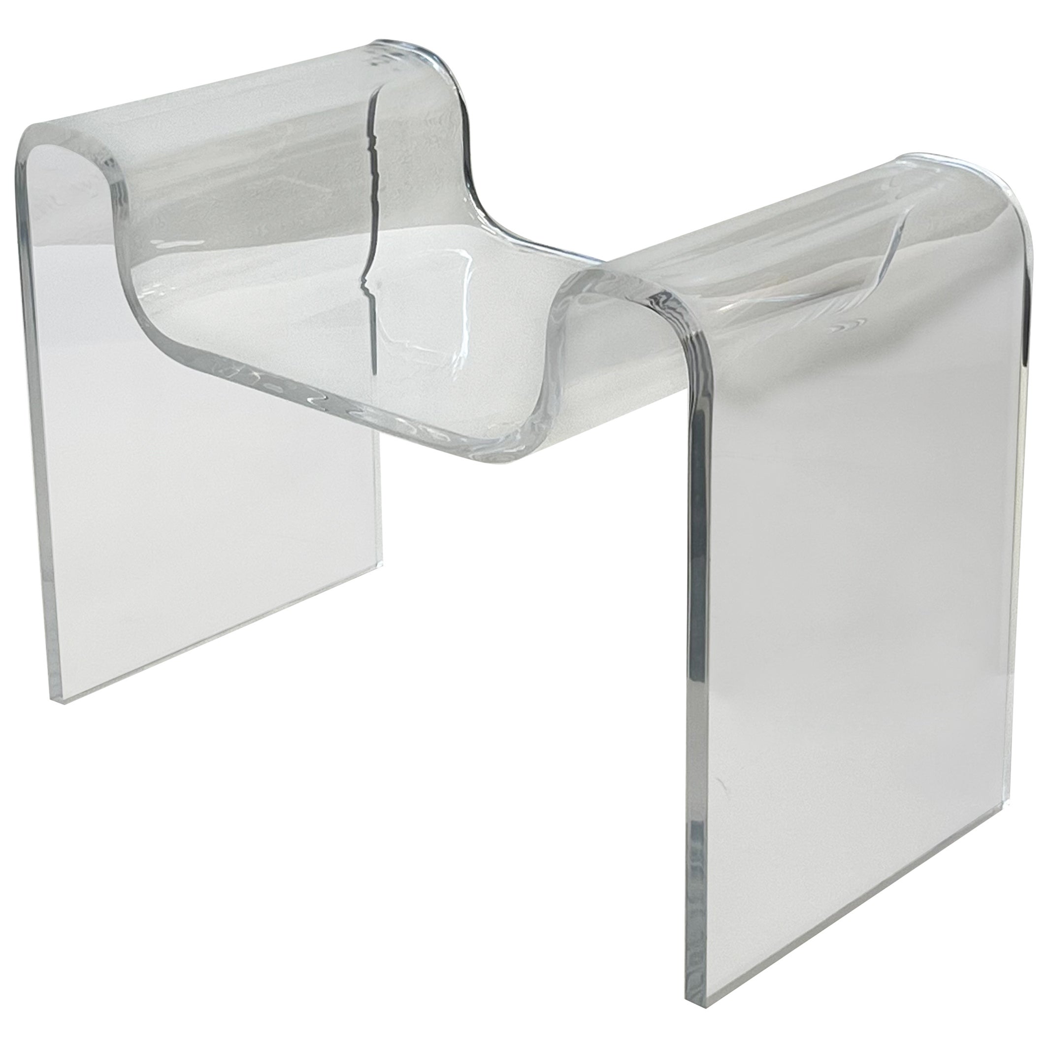 Sculptural Molded Clear Acrylic Bench by Karl Springer
