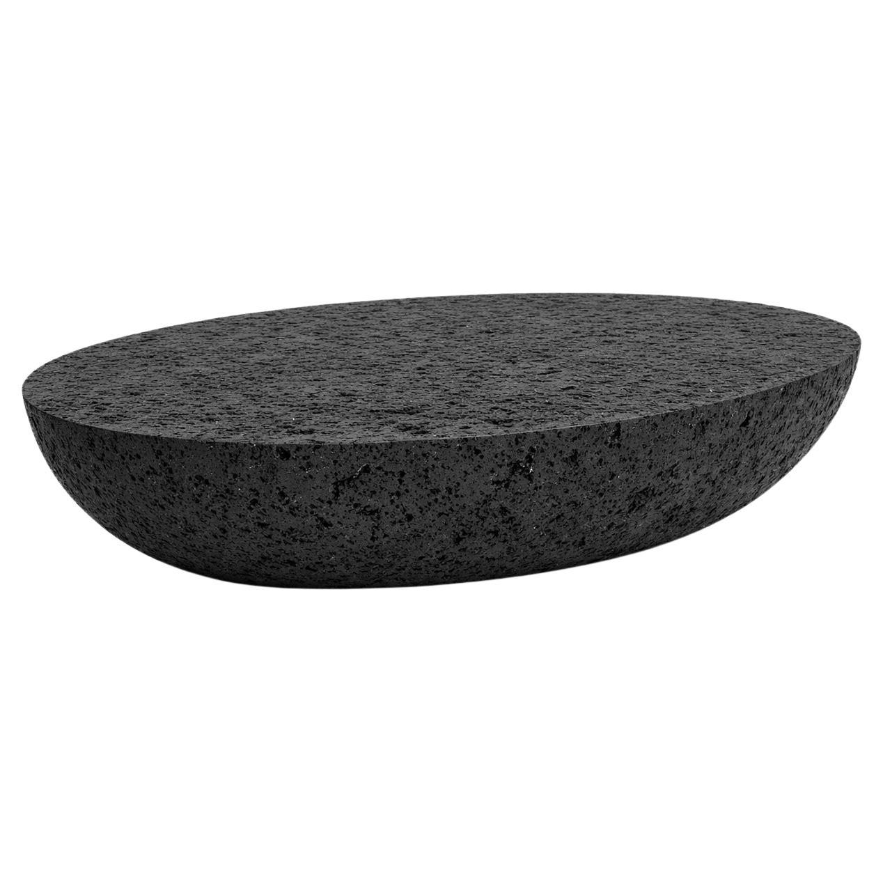 Sculptural Monolithic Coffee Table In Matte Black Basalt Finish For Sale
