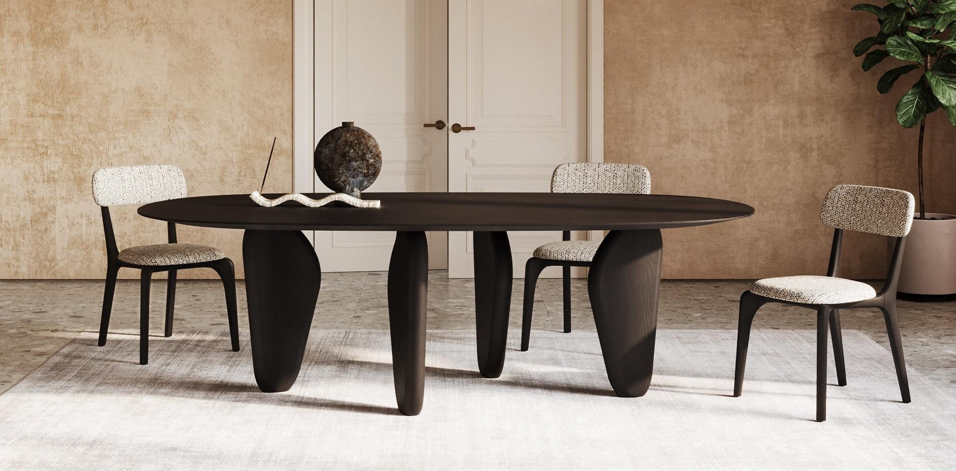 Bois Sculptural Monolithic Dining Table w Organic Shapes In Custom Lacquer Finishes en vente