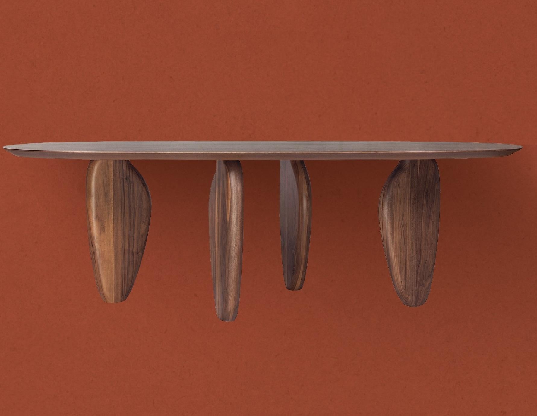 Table de salle à manger monolithique sculpturale aux formes organiques en Oak Naturel Neuf - En vente à NEW YORK, NY