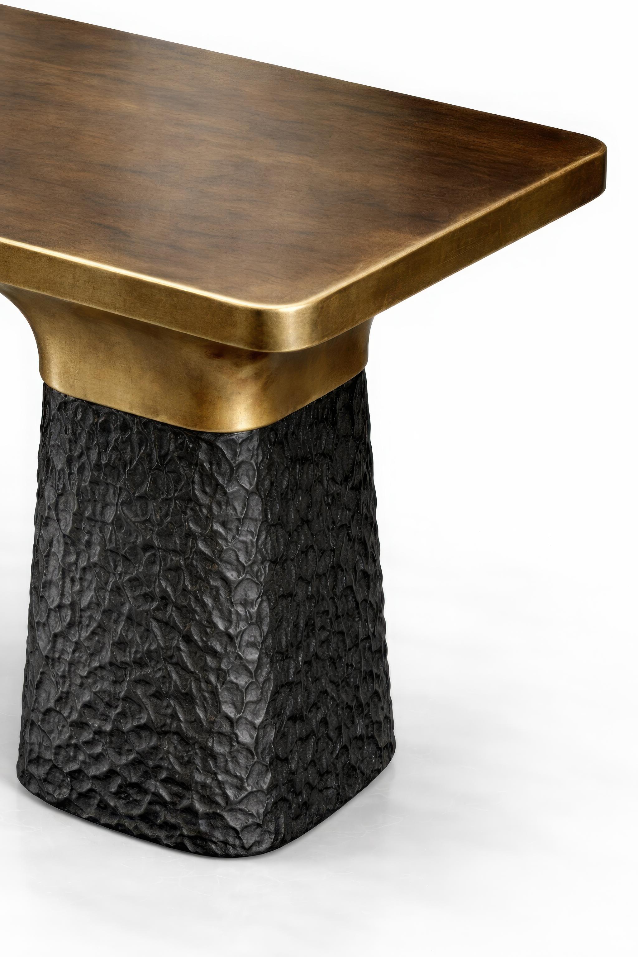 Sculptural Monolithic Table with Textured Architectural Pedestals ...
