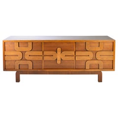 Sculptural Aztec Mosaic Front 9 Drawer Dresser by Lane Altavista