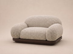 Armchair Boltero — Monolithic Low Slung Lounge Chair w/ Dark Walnut Plinth Base