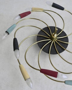 Sculptural Multicolored Flush Mount or Wall Lamp, Italy, 1950s