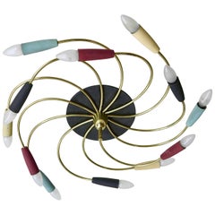 Sculptural Multicolored Flush Mount or Wall Lamp, Italy, 1950s