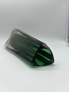 Sculptural Murano green sommerso Glass, triangular shape , 1970's Italian design
