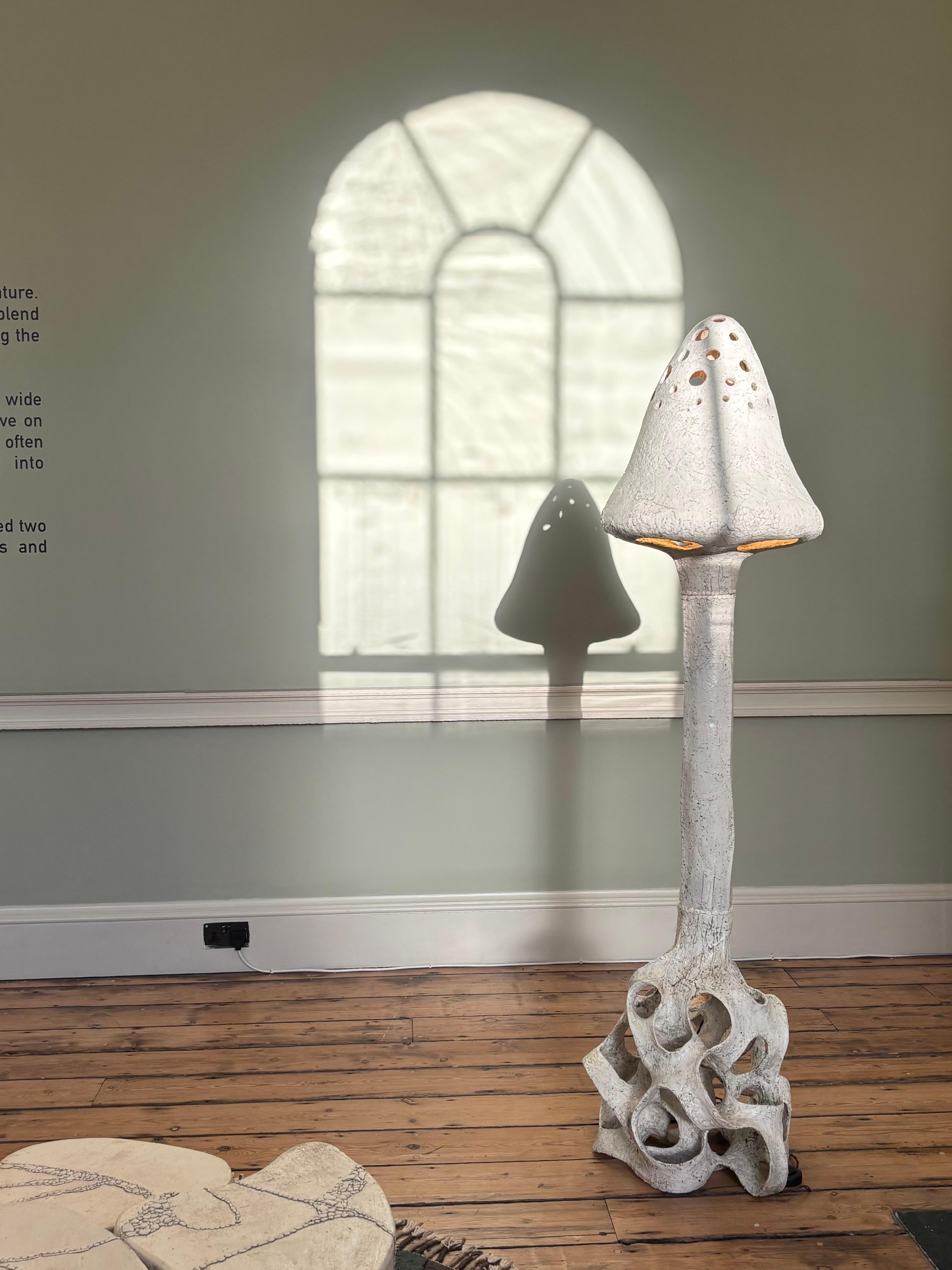 Fired Sculptural Mushroom Ceramic Floor Lamp by Agnès Debizet, France For Sale