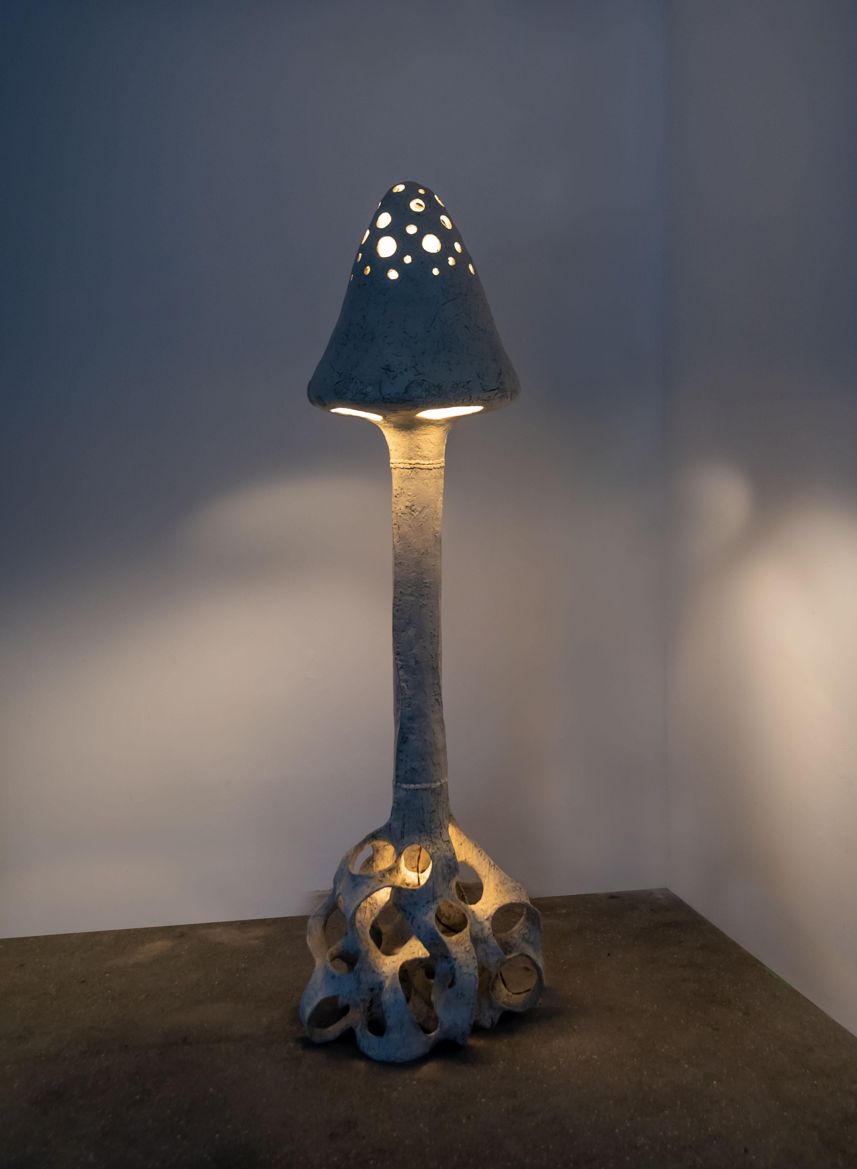 Contemporary Sculptural Mushroom Ceramic Floor Lamp by Agnès Debizet, France For Sale