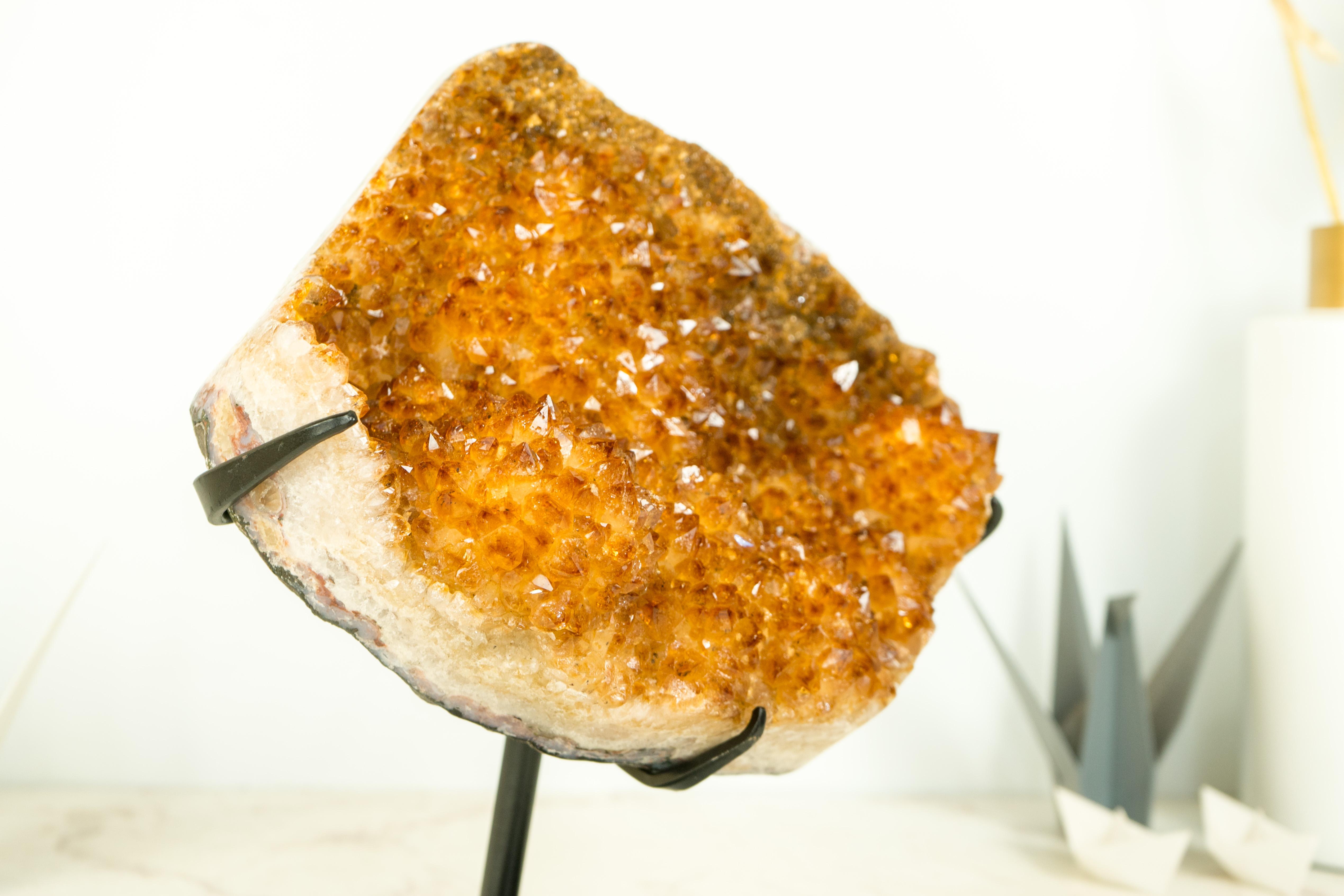 Sculptural Natural Citrine Crystal Cluster with Sparkly Orange Points For Sale 5