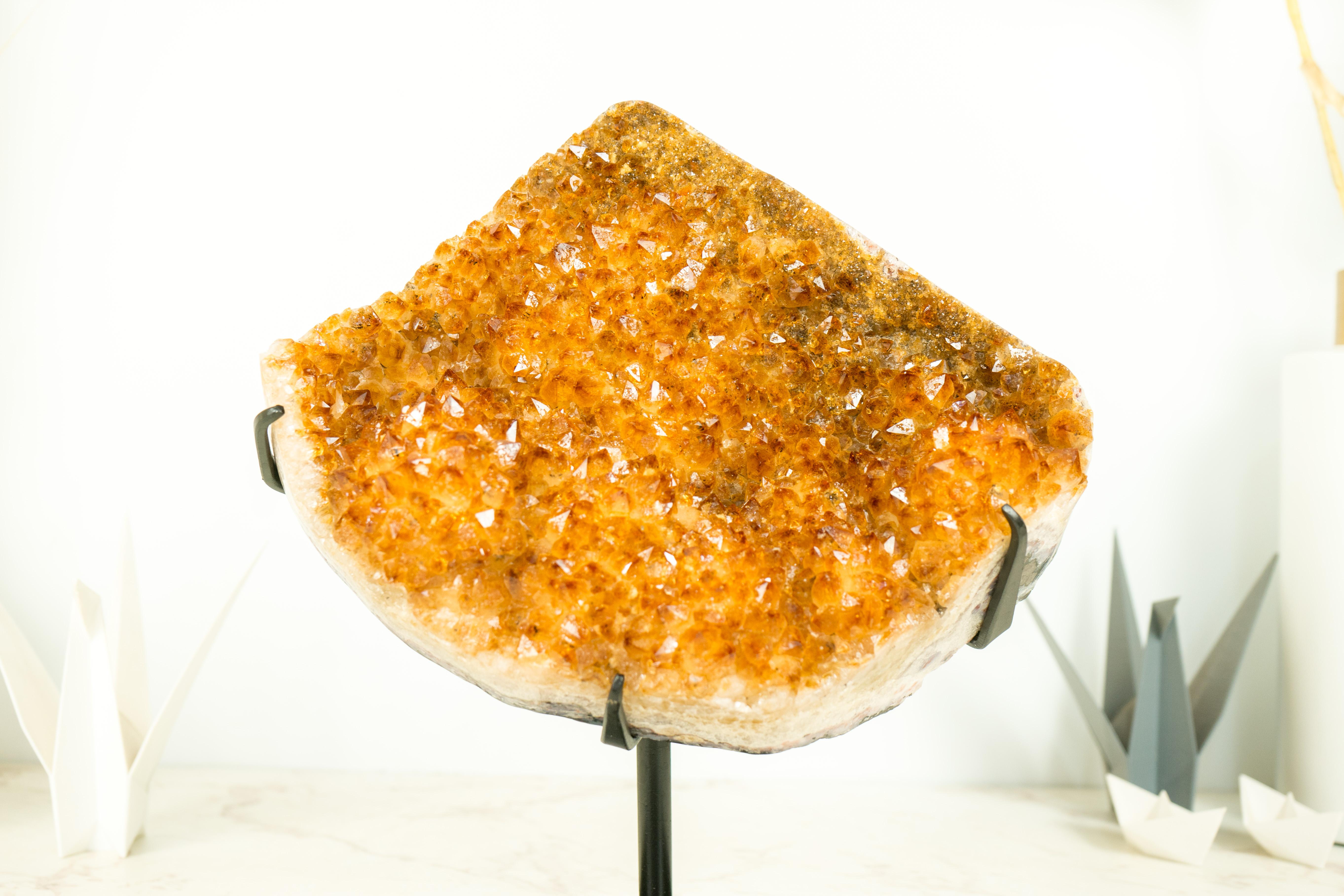 Sculptural Natural Citrine Crystal Cluster with Sparkly Orange Points For Sale 9