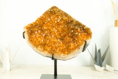 Racimo Escultural de Cristal de Citrino Natural con Puntas Naranjas Brillantes