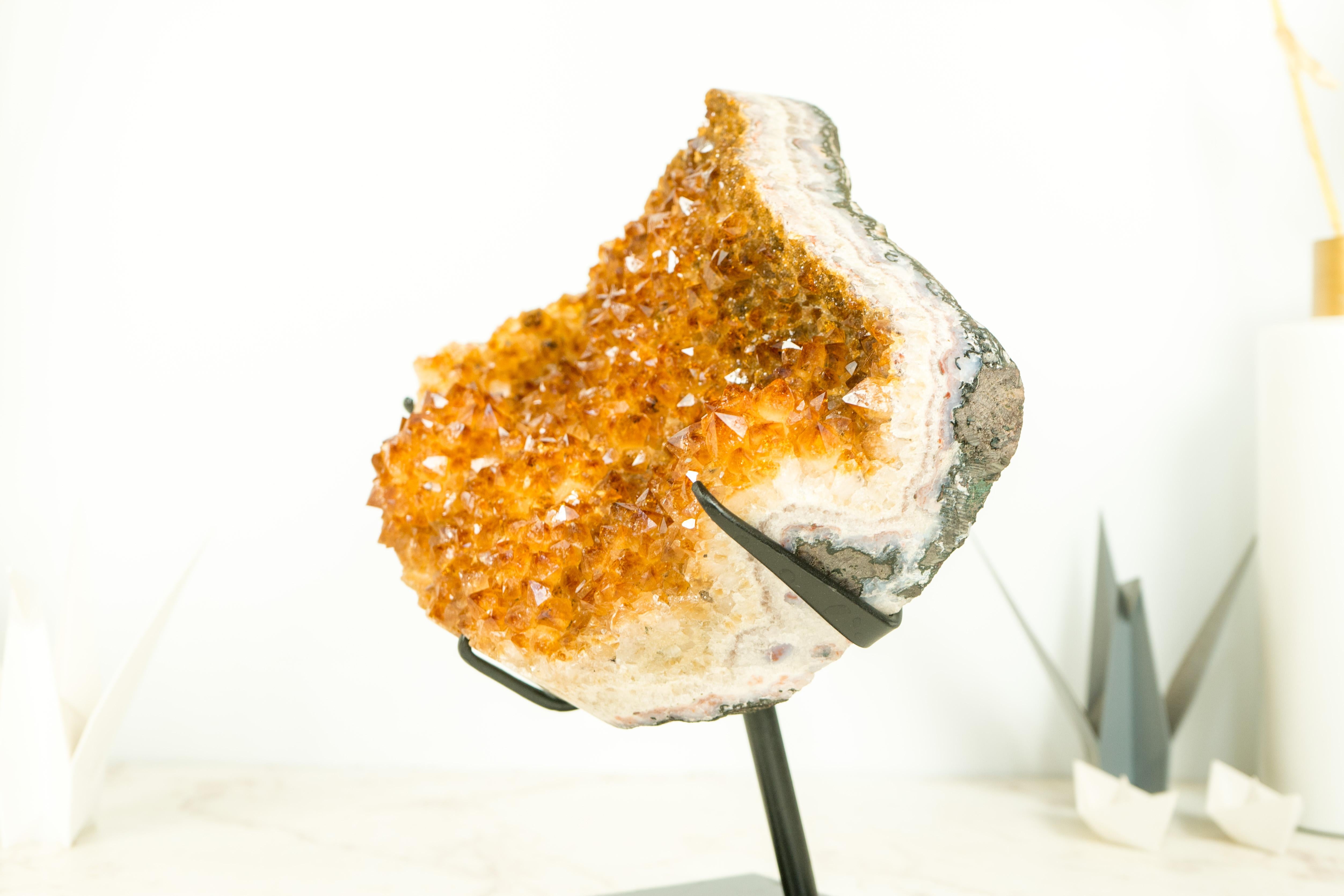 Sculptural Natural Citrine Crystal Cluster with Sparkly Orange Points For Sale 1