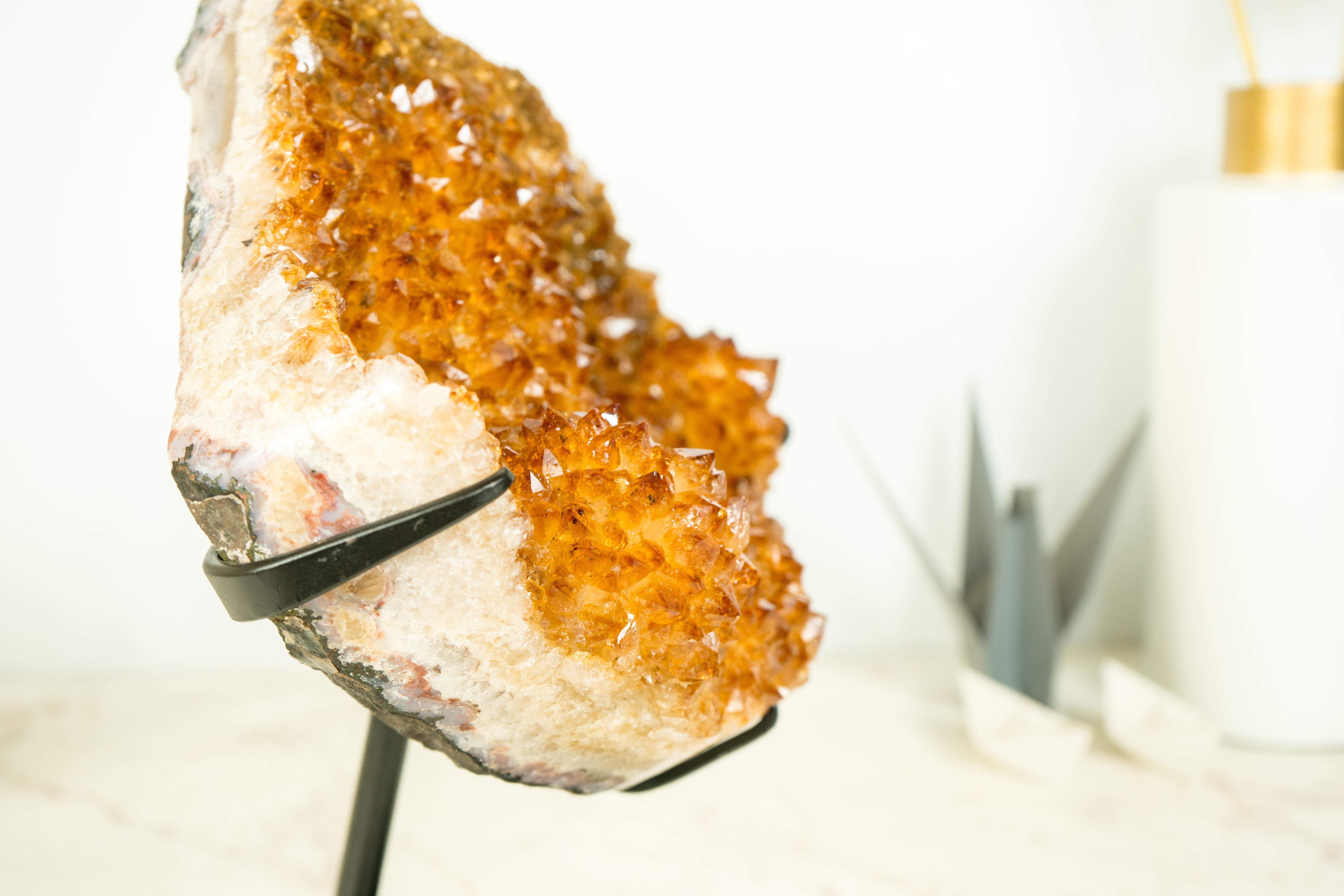 Sculptural Natural Citrine Crystal Cluster with Sparkly Orange Points For Sale 3