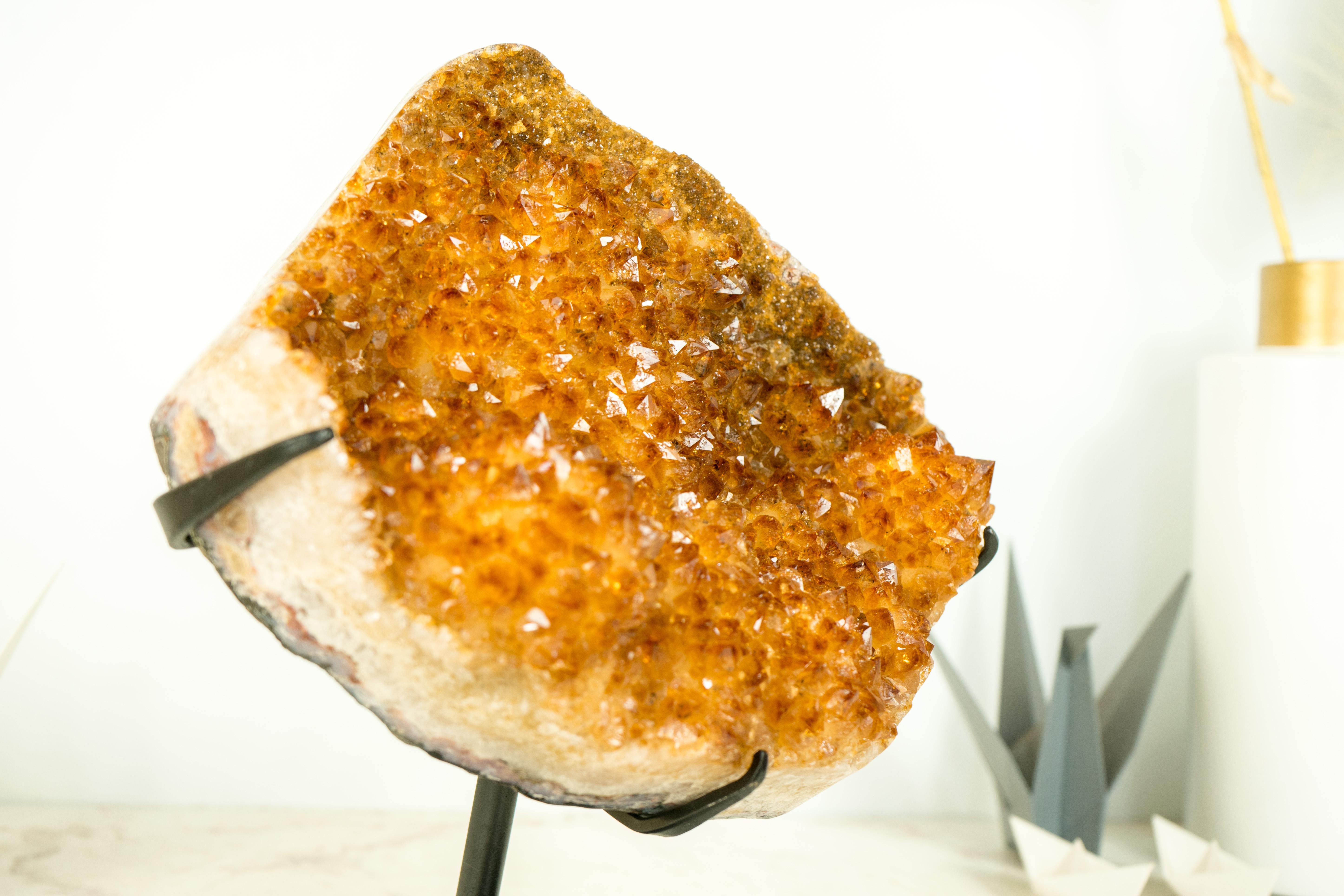 Sculptural Natural Citrine Crystal Cluster with Sparkly Orange Points For Sale 4