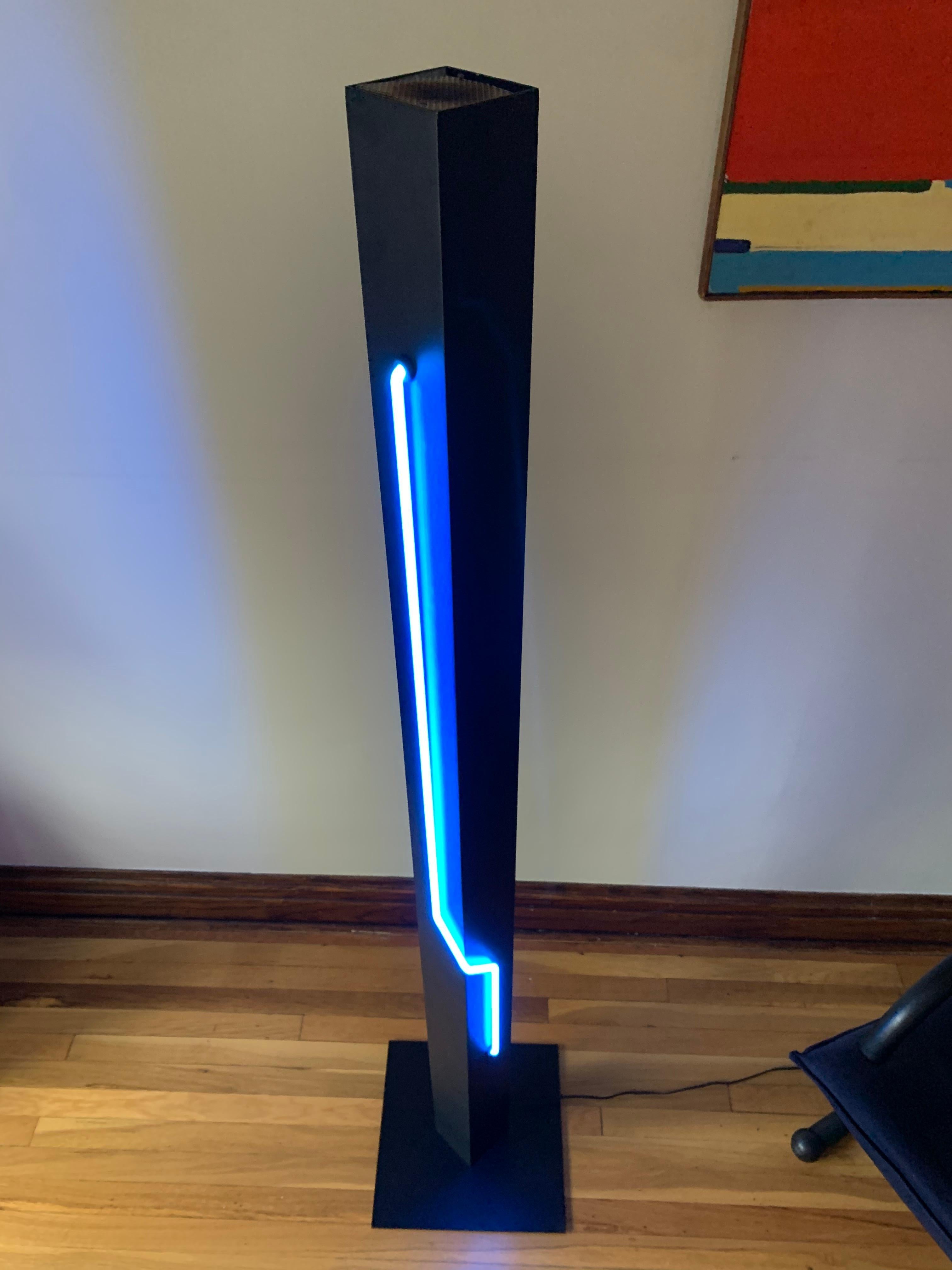 American Sculptural Neon Torchiere Floor Lamp by Let There Be Neon for George Kovacs