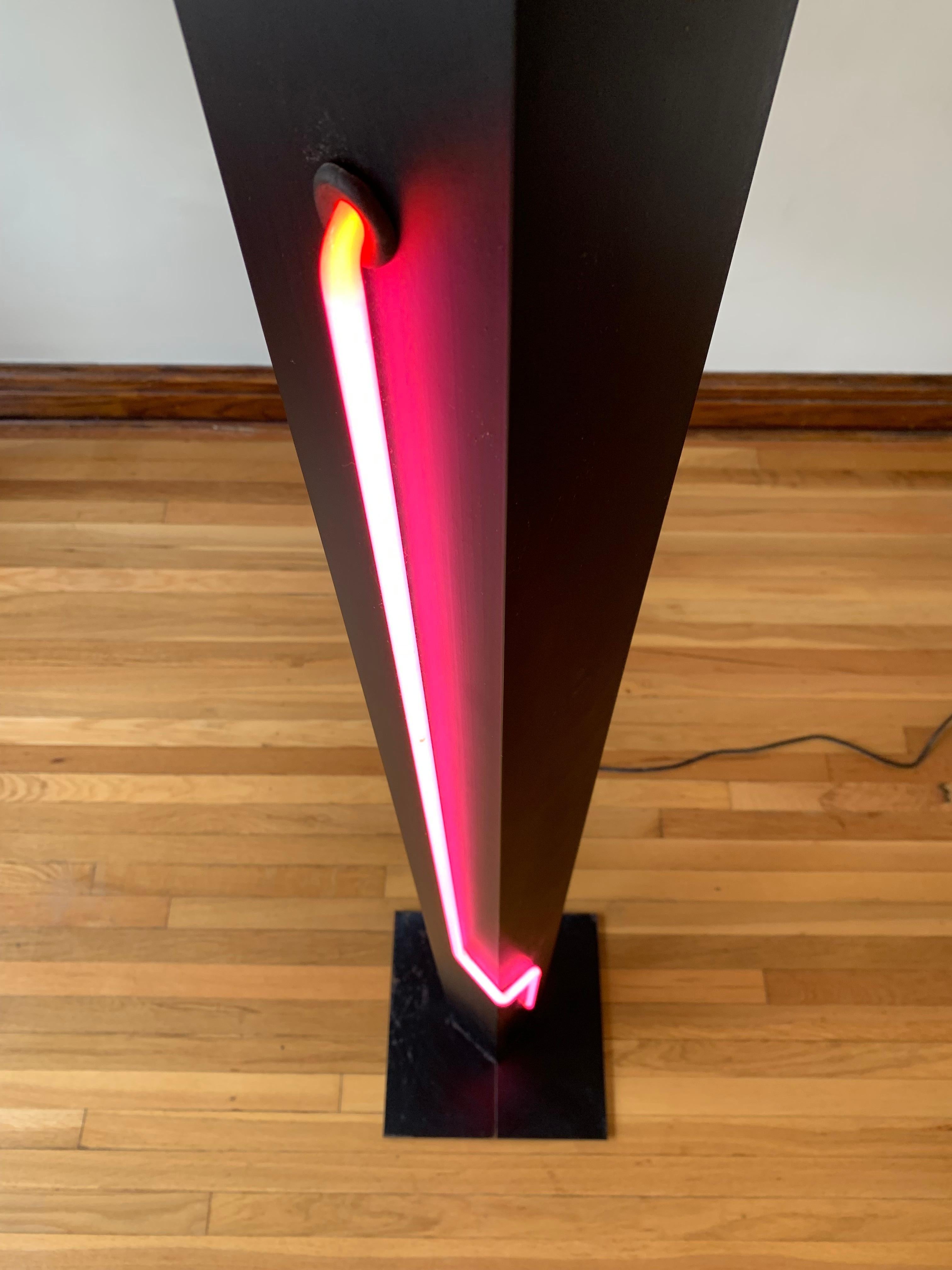 Post-Modern Sculptural Neon Torchiere Floor Lamp by Let There Be Neon for George Kovacs For Sale