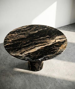 Sculptural Nero Picasso Marble Fluted Base Round Table