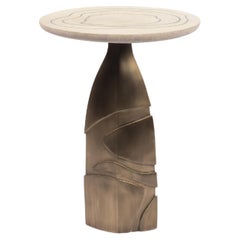 Skulpturaler Beistelltisch in Bronze Patina Messing von Patrick Coard Paris
