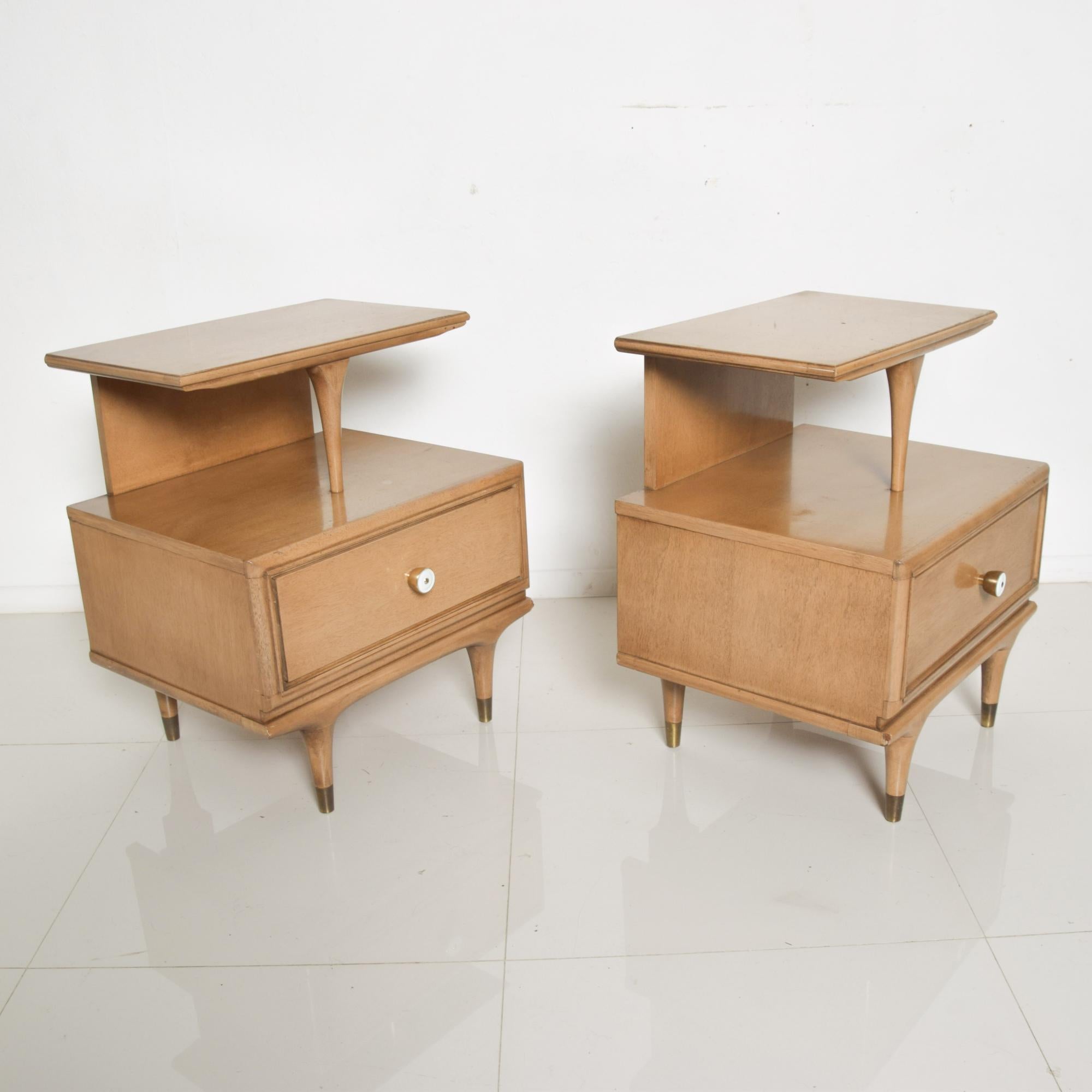 Sculptural Nightstands Side Tables by Kent Coffey Continental Sandalwood, 1960s 3