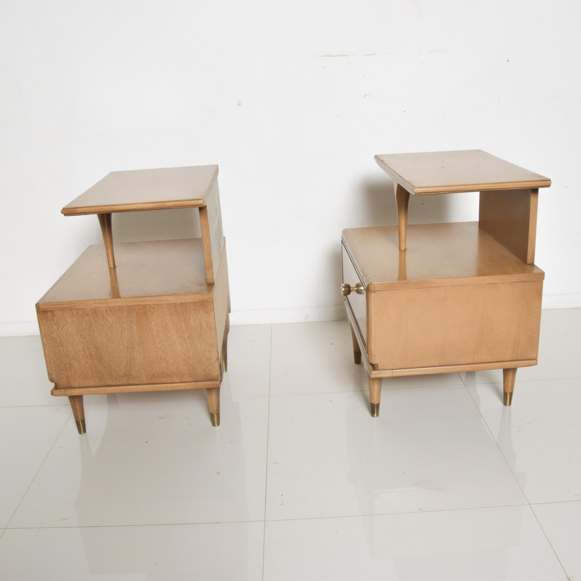American Sculptural Nightstands Side Tables by Kent Coffey Continental Sandalwood, 1960s
