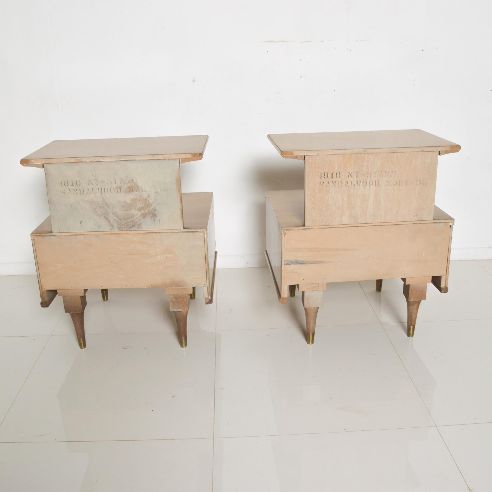 Mid-20th Century Sculptural Nightstands Side Tables by Kent Coffey Continental Sandalwood, 1960s