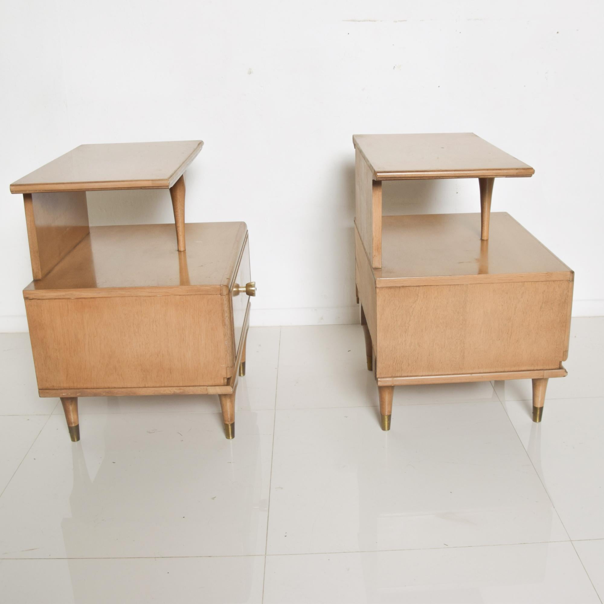 Sculptural Nightstands Side Tables by Kent Coffey Continental Sandalwood, 1960s 2