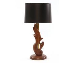 Lampade da tavolo scultoree in Oak e ottone di Heifetz