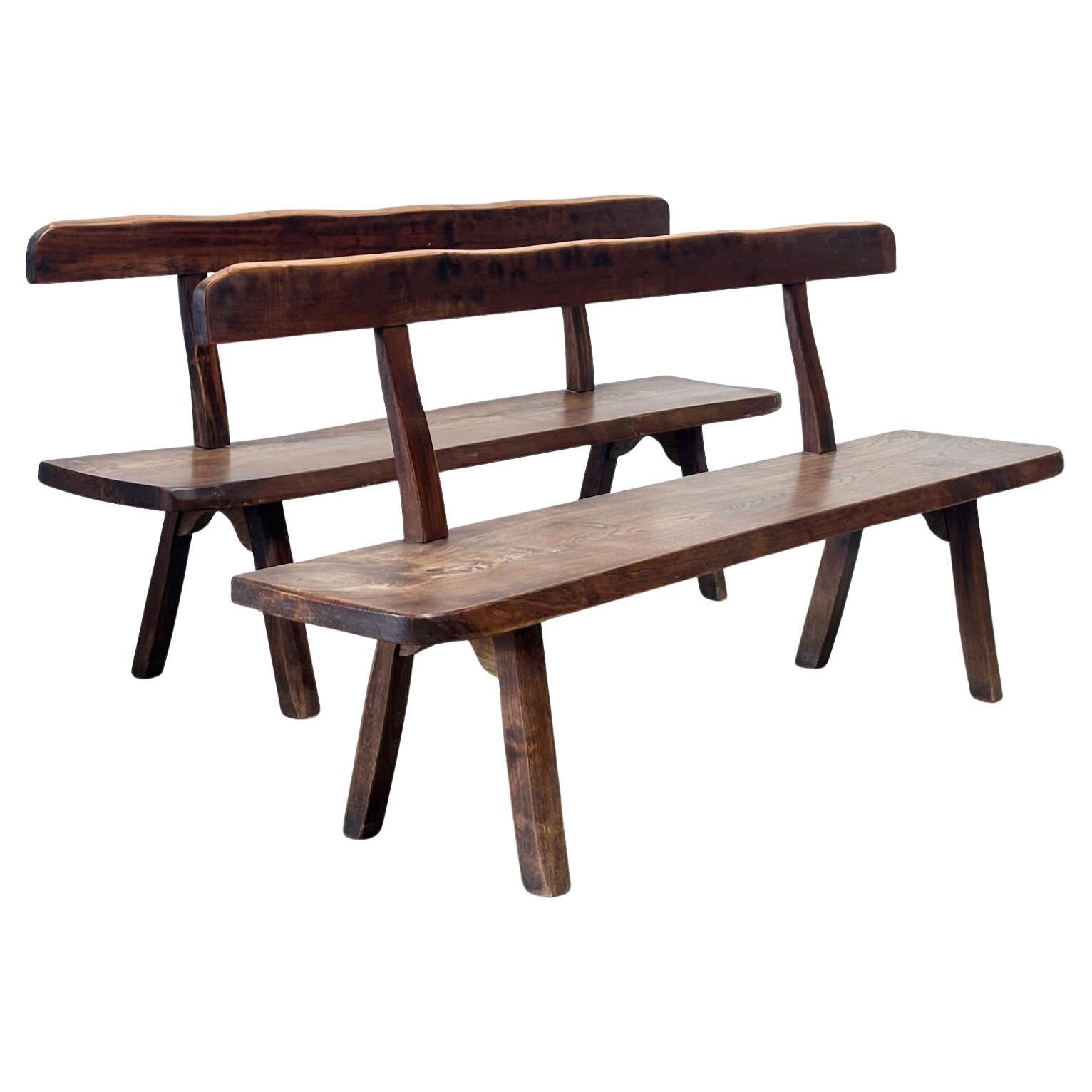 Sculptural oak bench by Aranjou en vente