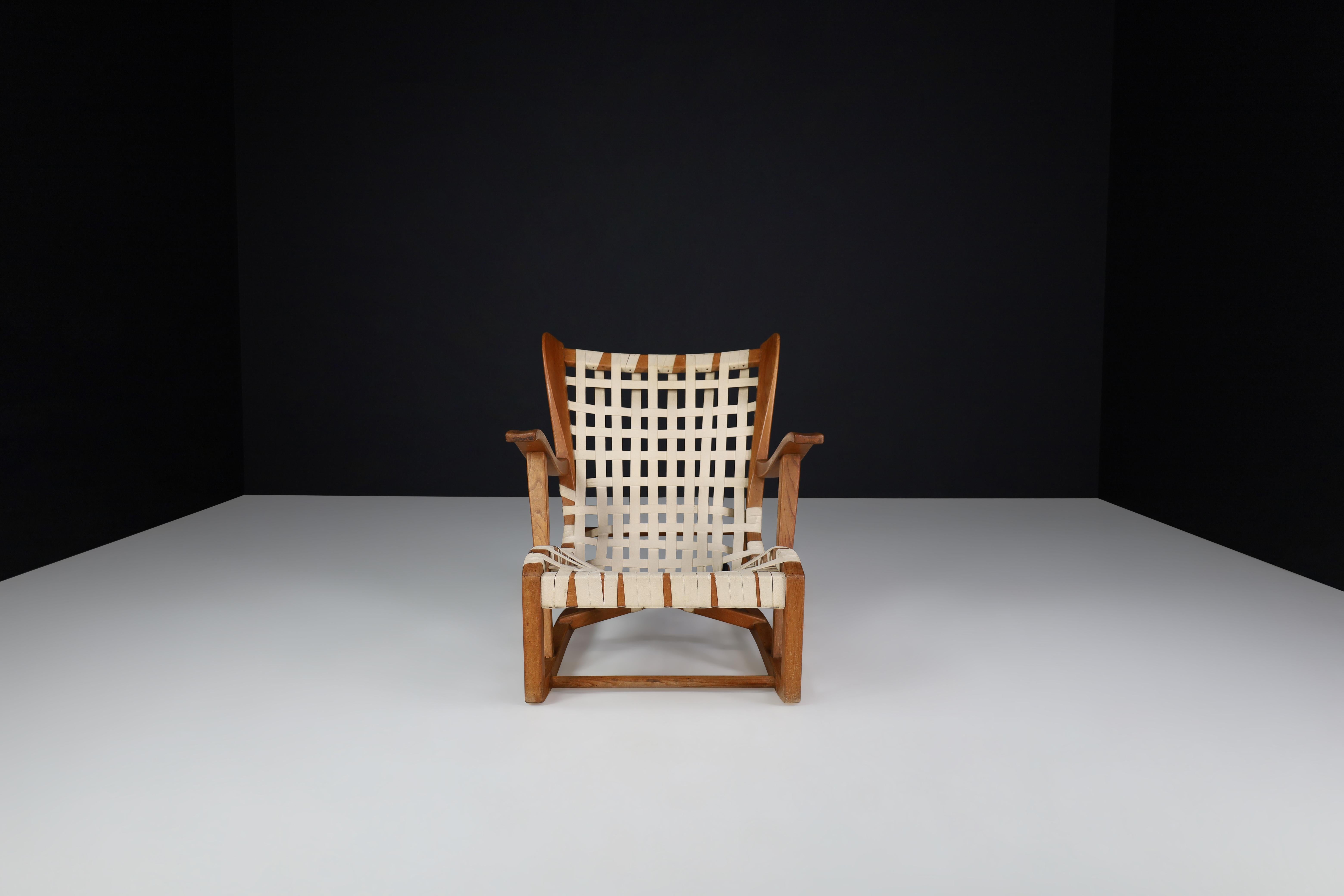 Sculptural Oak Lounge Chair by Guglielmo Pecorini, Italy, the 1950s For Sale 1