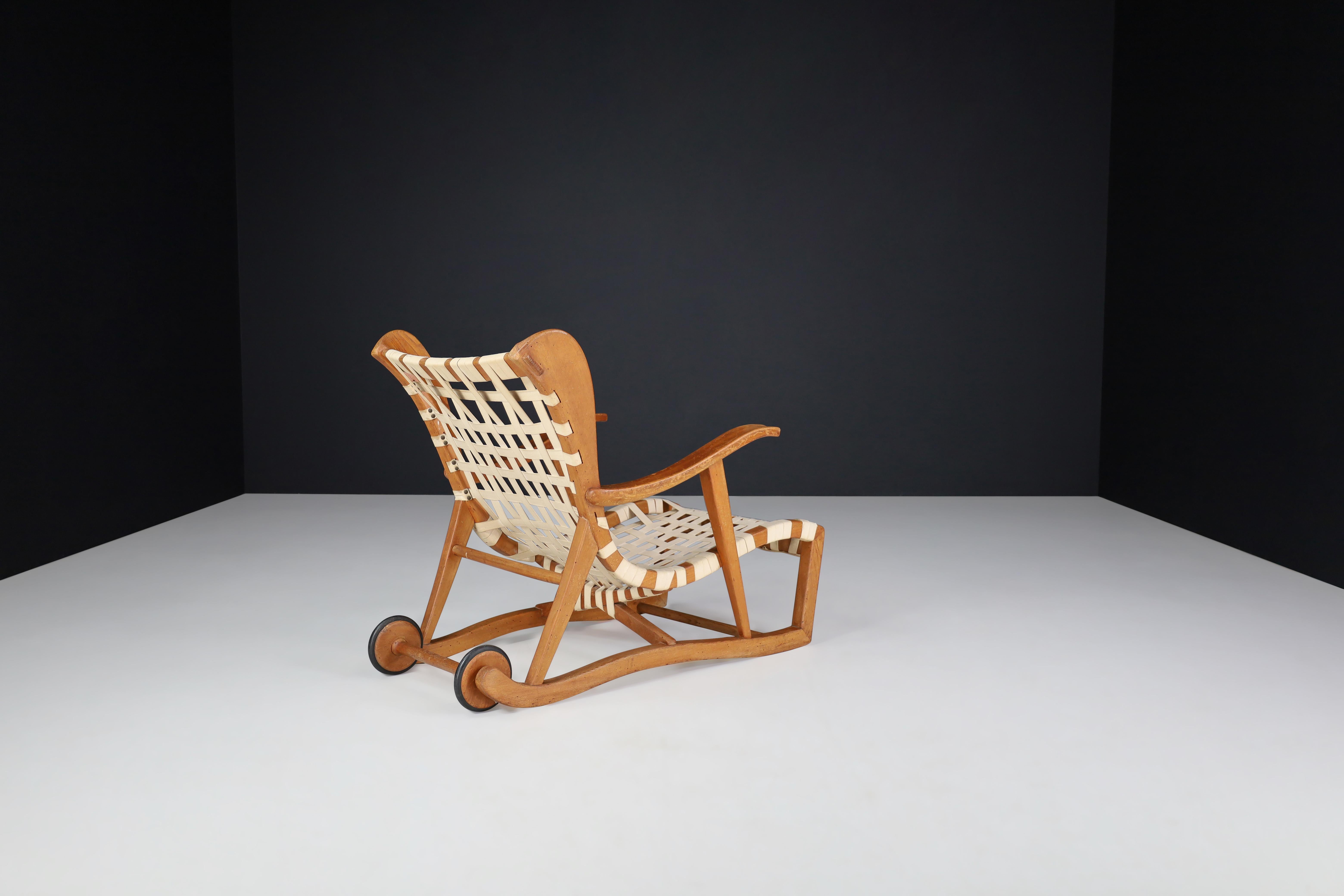 Chaise longue sculpturale en Oak par Guglielmo Pecorini, Italie, années 1950 en vente 2
