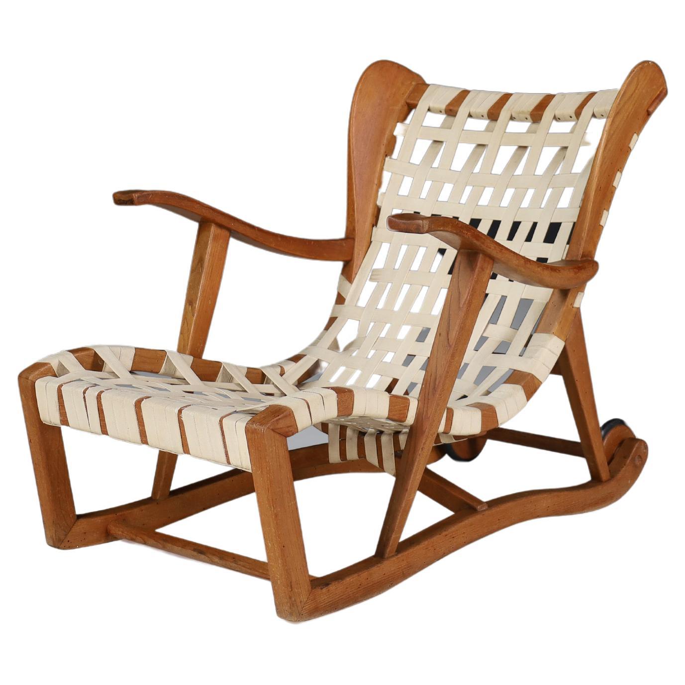 Sculptural Oak Lounge Chair by Guglielmo Pecorini, Italy, the 1950s For Sale