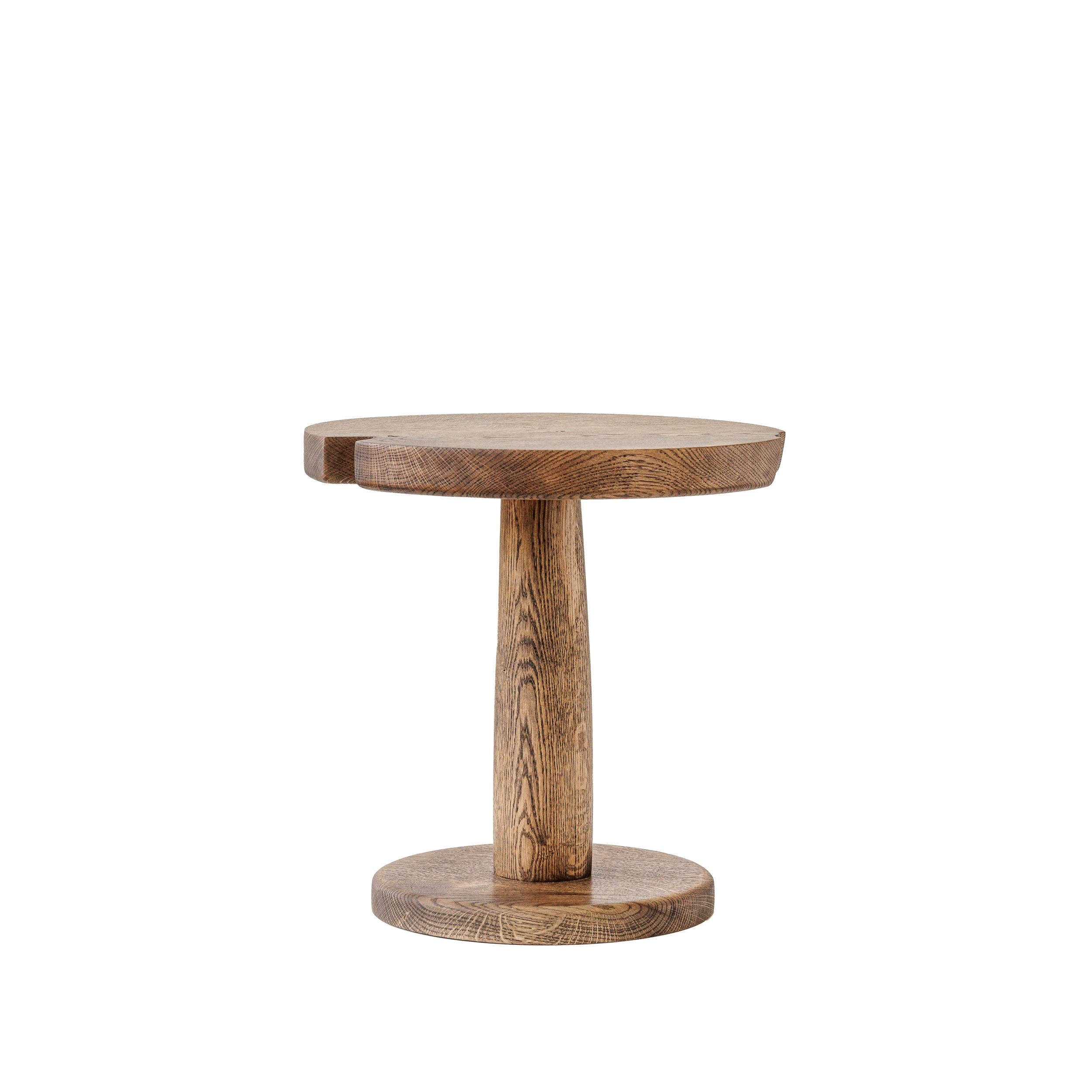 Side table and coffee table. Contemporary danish design. 150-200 years old curated oak. A limited collection of 12 unique oak tables in 3 different sizes, made in Denmark, by cabinetmaker and designer René Theis. This work is called 