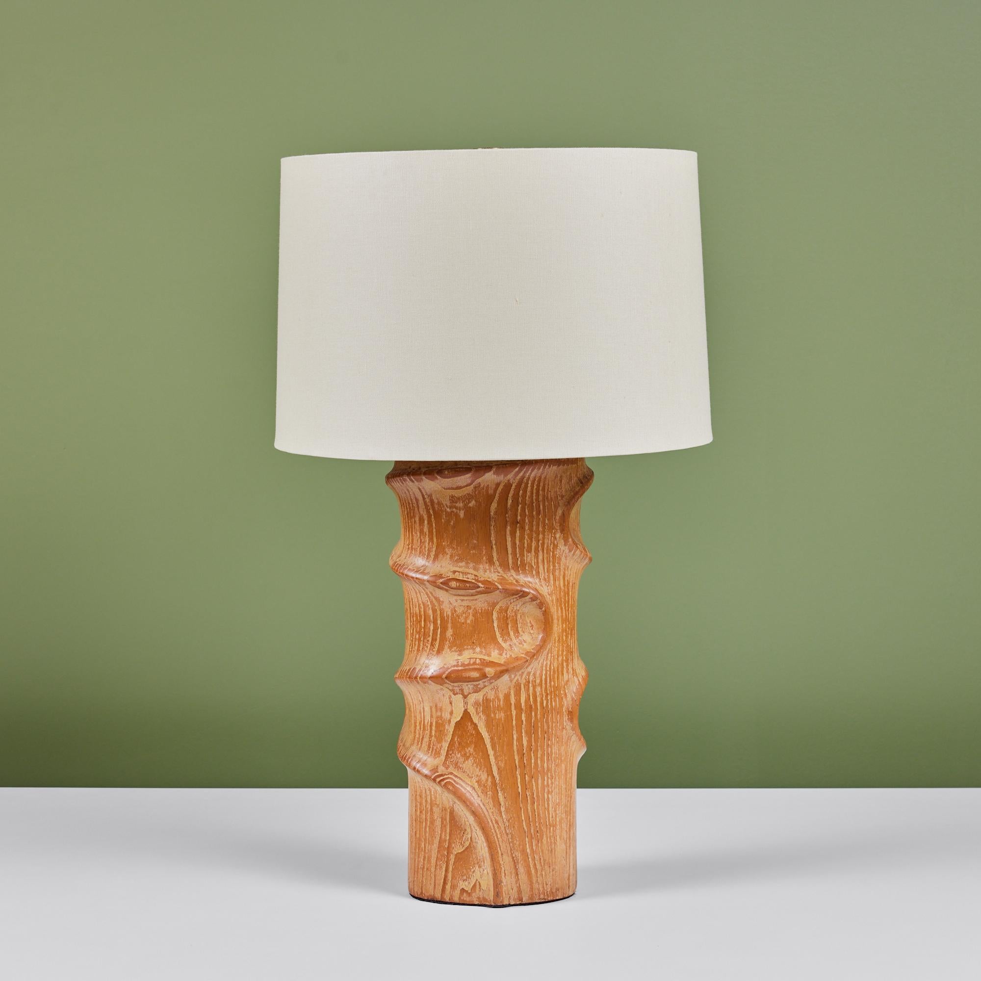 Mid-Century Modern Sculptural Oak Table Lamp For Sale