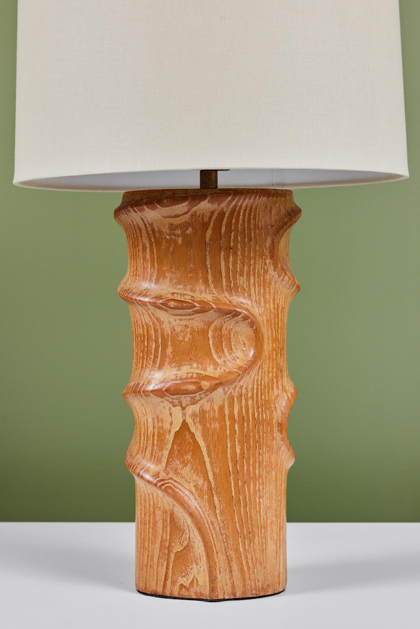Sculptural Oak Table Lamp For Sale 3