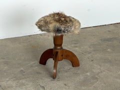 Sculptural Oak Tripod Stool, Scandinavian Modern, 1940s