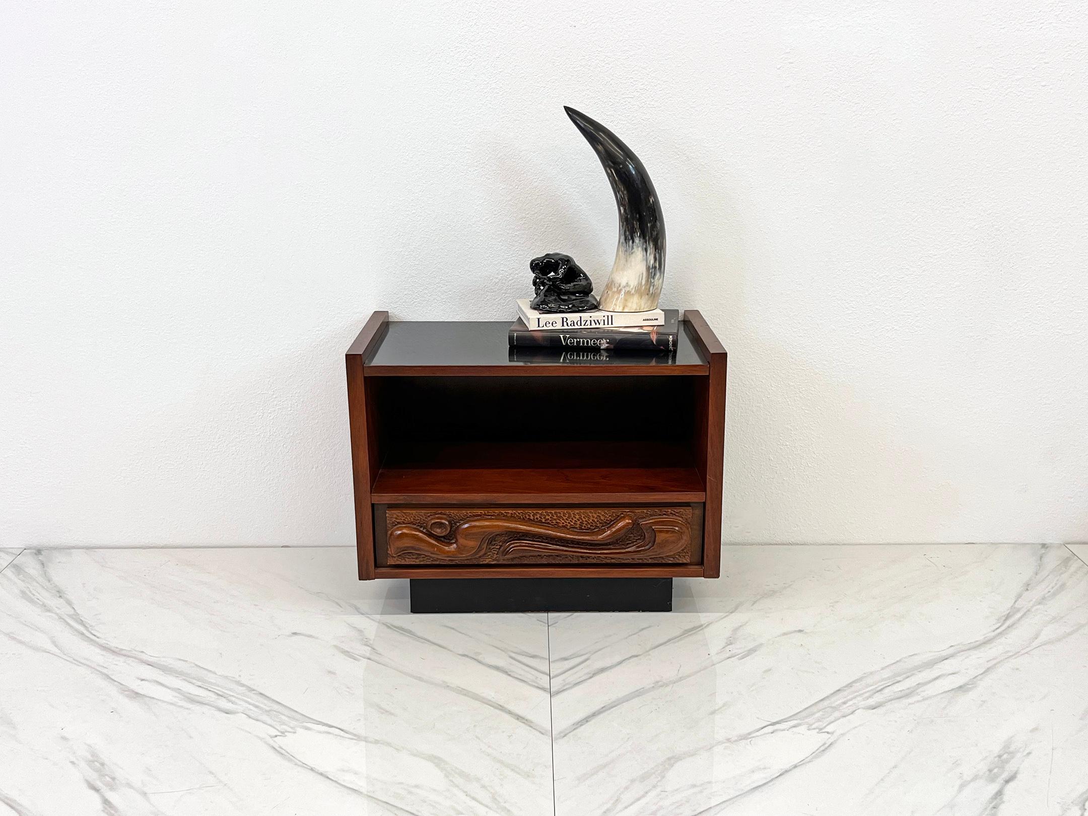 Brutalist Sculptural Oceanic Nightstand by Pulaski, 1960's, Style of Witco For Sale