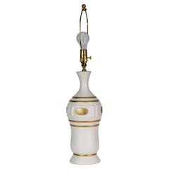 Sculptural Off-White and Gold Ceramic Urn Table Lamp, West Germany Pottery