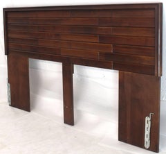 Sculptural Oiled Walnut Strips King-Size Headboard