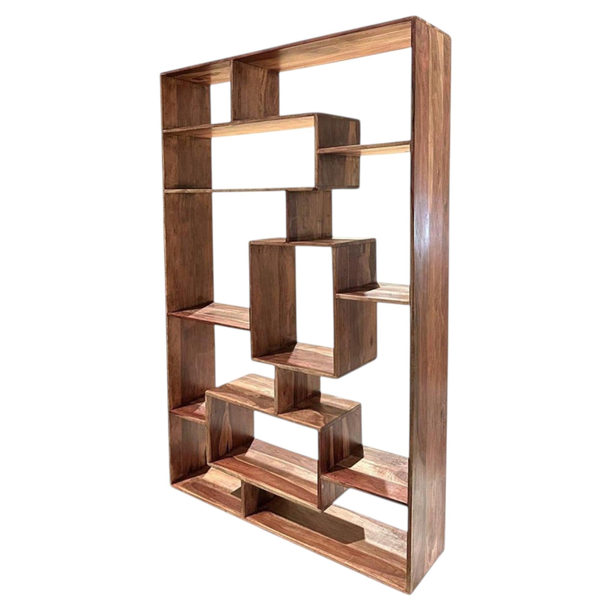 Sculptural Olive Wood Freestanding Bookcase Room Divider, Late 20th Century