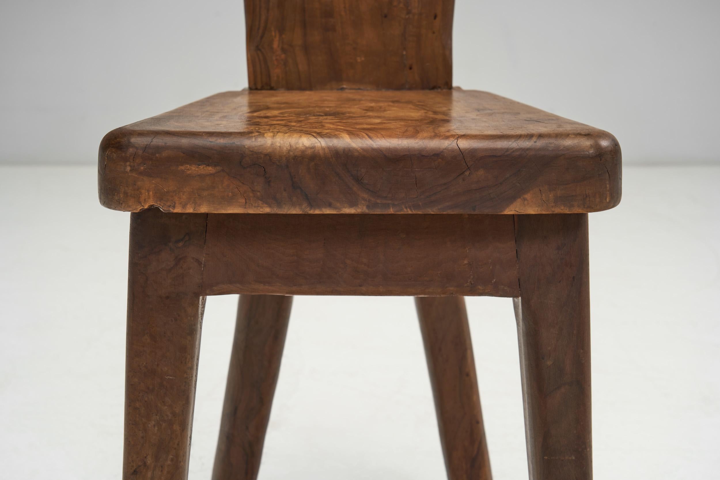 Sculptural Olive Wood High Back French Chair, France, 1970s For Sale 5