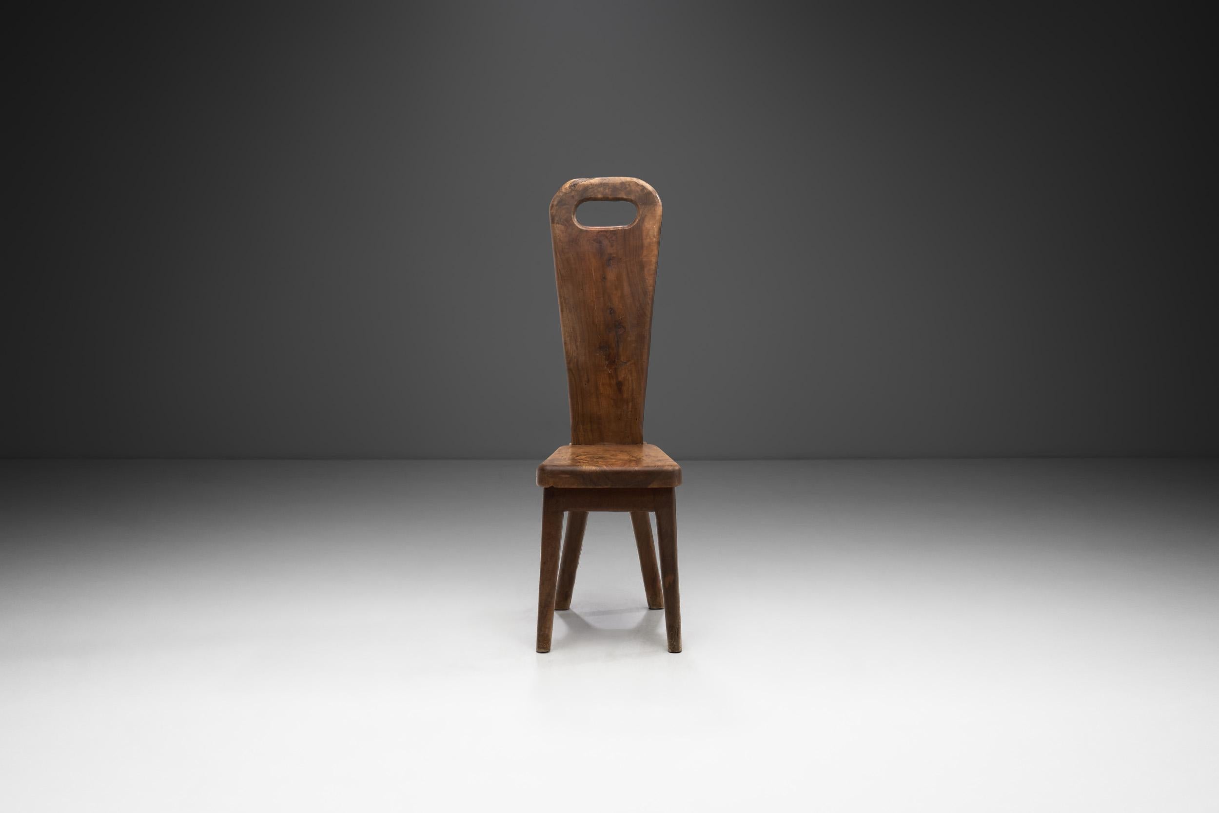 Brutalist Sculptural Olive Wood High Back French Chair, France, 1970s For Sale