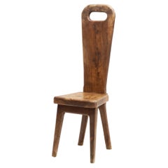 Sculptural Olive Wood High Back French Chair, France, 1970s