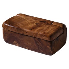 Sculptural Olive Wooden Box, France 1970s