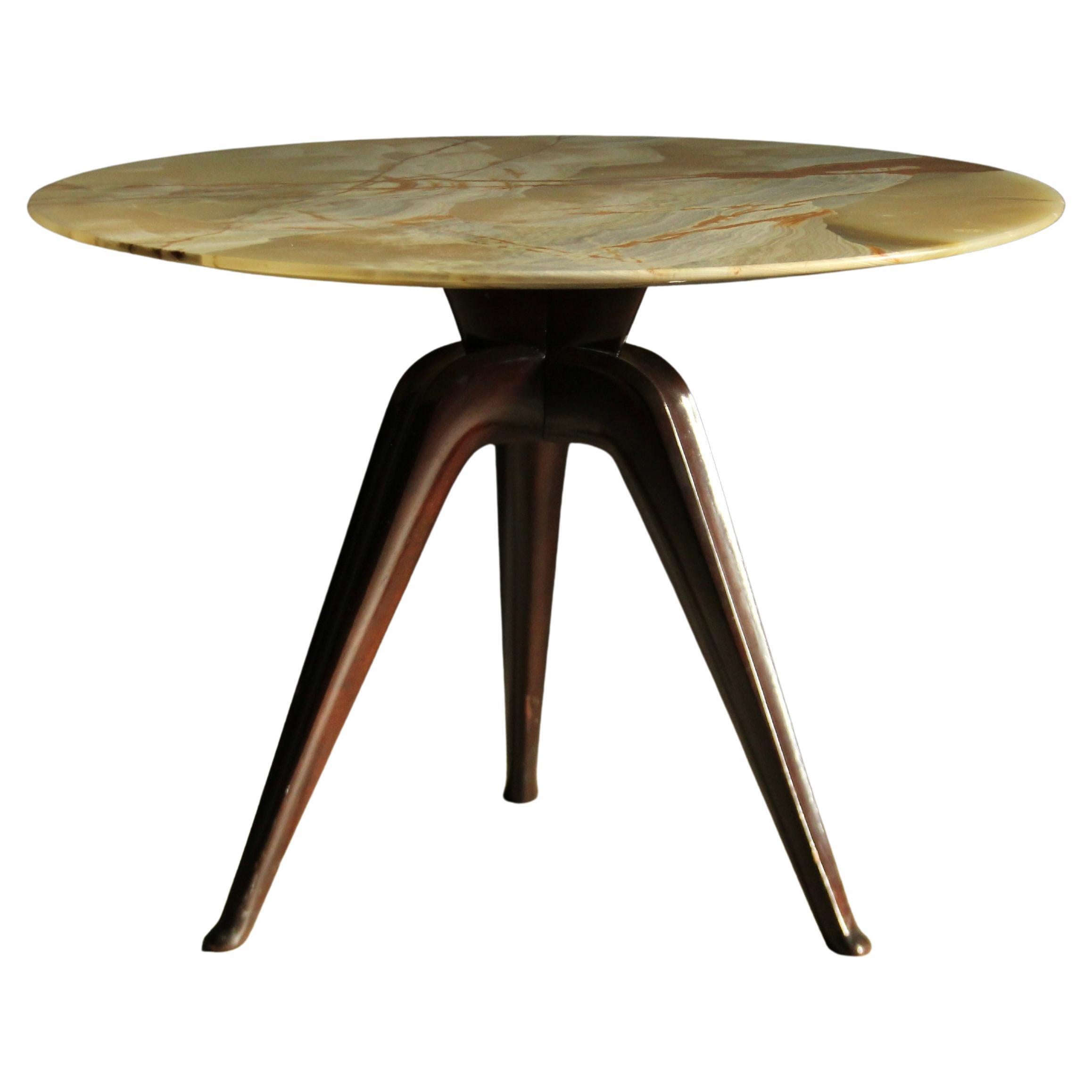 Skulpturaler Tisch aus Onyx und Mahagoni, Osvaldo Borsani zugeschrieben, 1940er Jahre