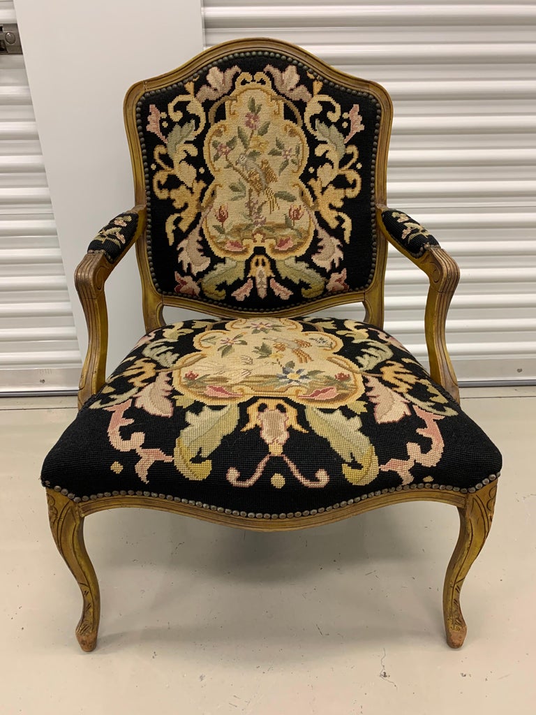 Sculptural Open Air Needlepoint Armchair For Sale at 1stDibs