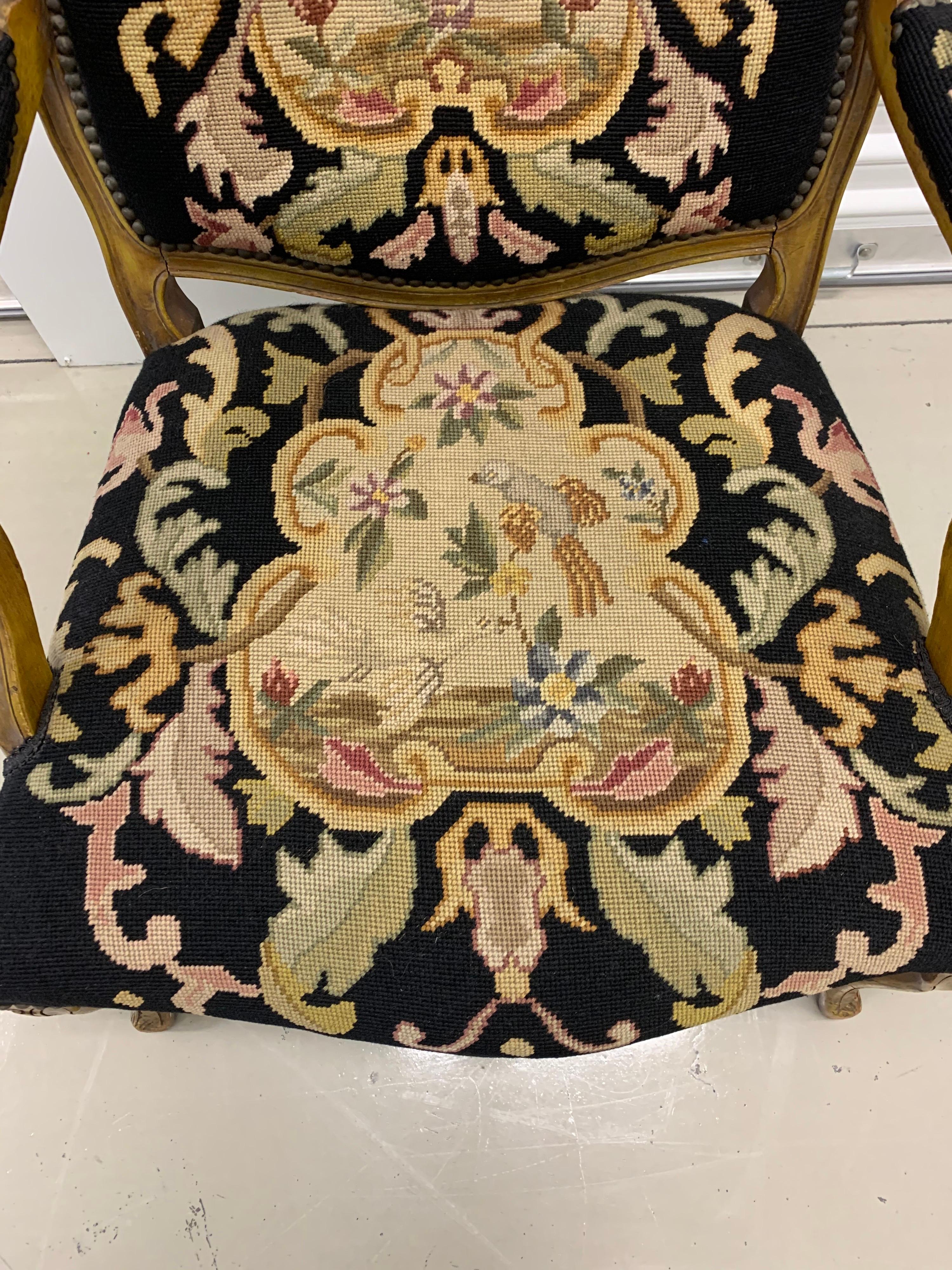 Sculptural Open Air Needlepoint Armchair In Good Condition In West Hartford, CT
