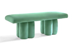 Organic Bold Aquamarine Velvet Bench Visceral